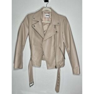BB Dakota women's S faux leather lined jacket tan collar full zip long sleeves